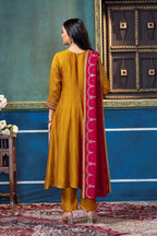 Anaita Yellow Anarkali Readymade Suit with Embroidery Work | Grocsy