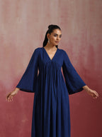 trueBrowns Blue Cotton Dobby Kurta Set | Grocsy