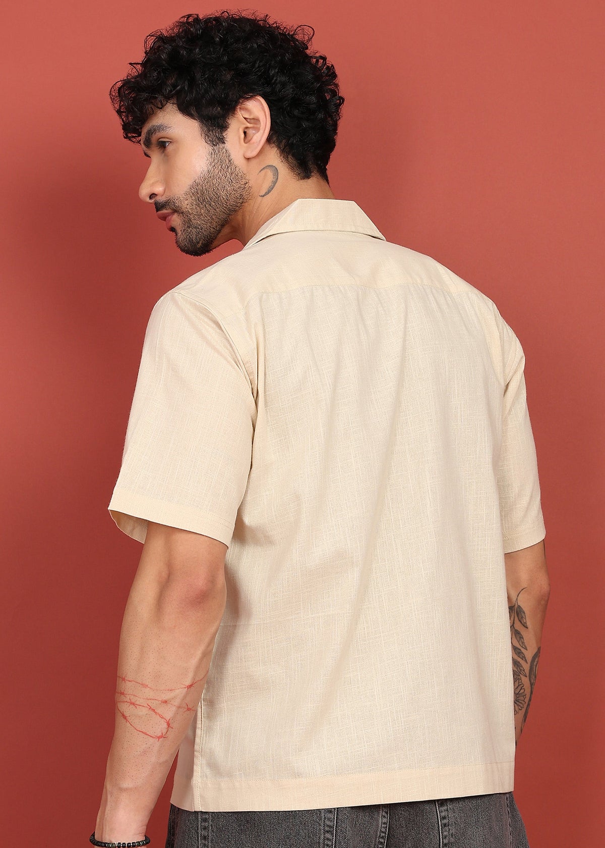 Fabmade Regular Fit Plain Shirt Otago - Beige | Grocsy