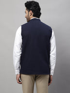 Even Apparels Men's Blue Pure Wool Nehru Jacket | Grocsy