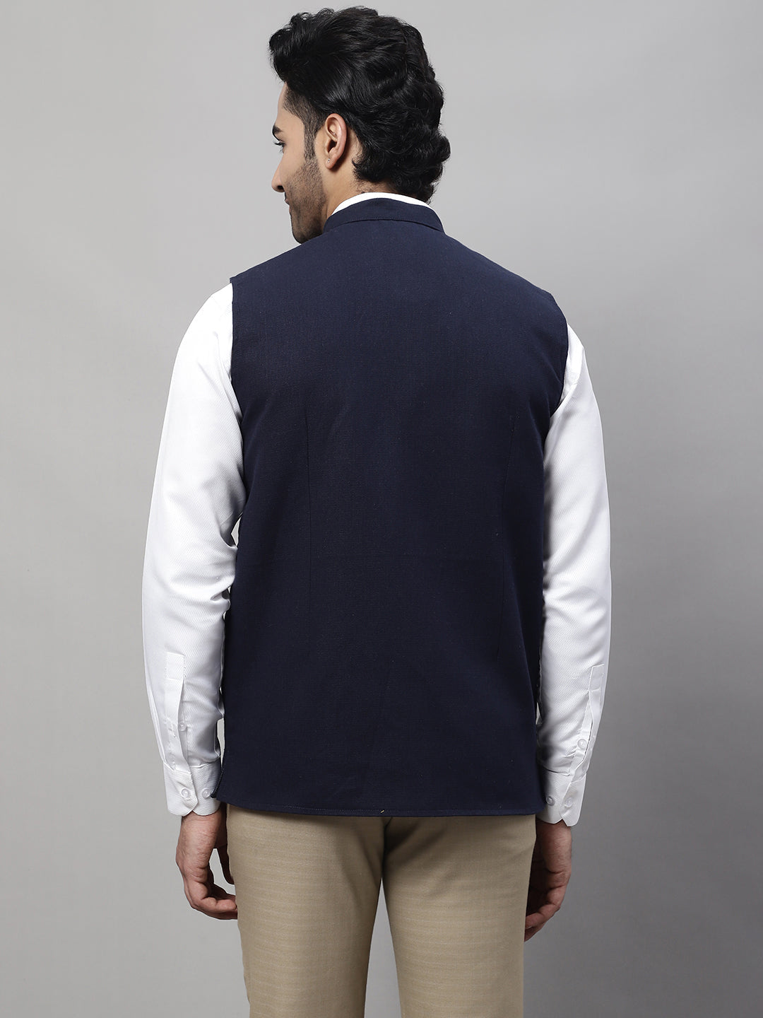 Even Apparels Men's Blue Pure Wool Nehru Jacket | Grocsy