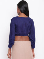 trueBrowns Blue Gathered Sleeve Top | Grocsy