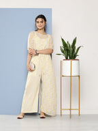 Ahalyaa Printed Waist Tie-Ups Basic Jumpsuit | Grocsy