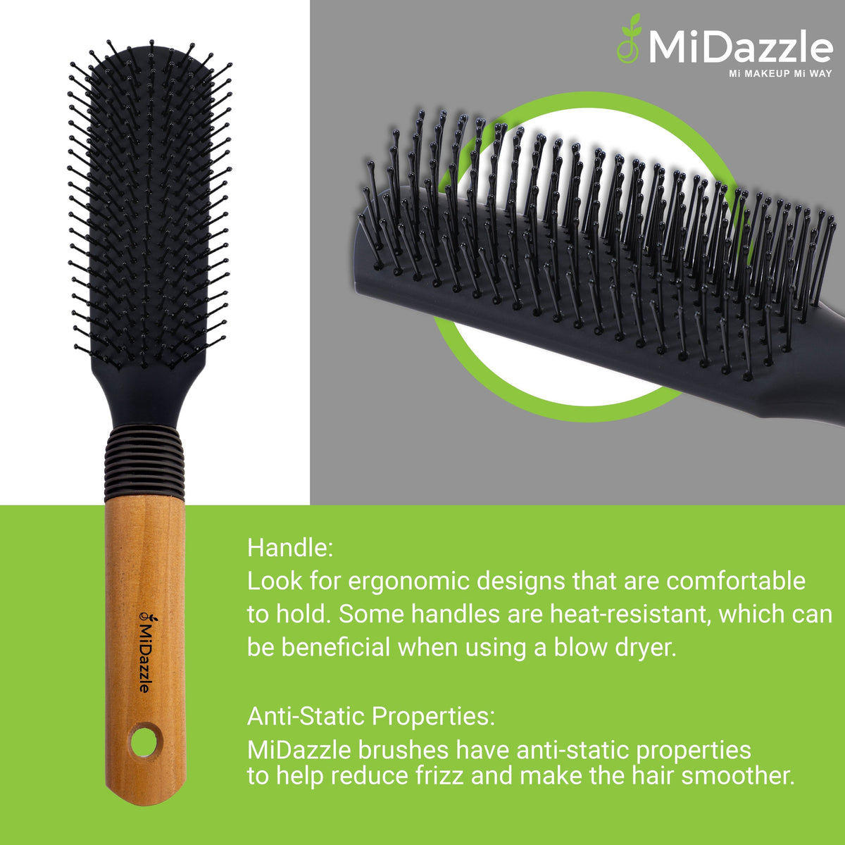 MiDazzle Hair Brush (Wooden) MIHB0036 | Grocsy
