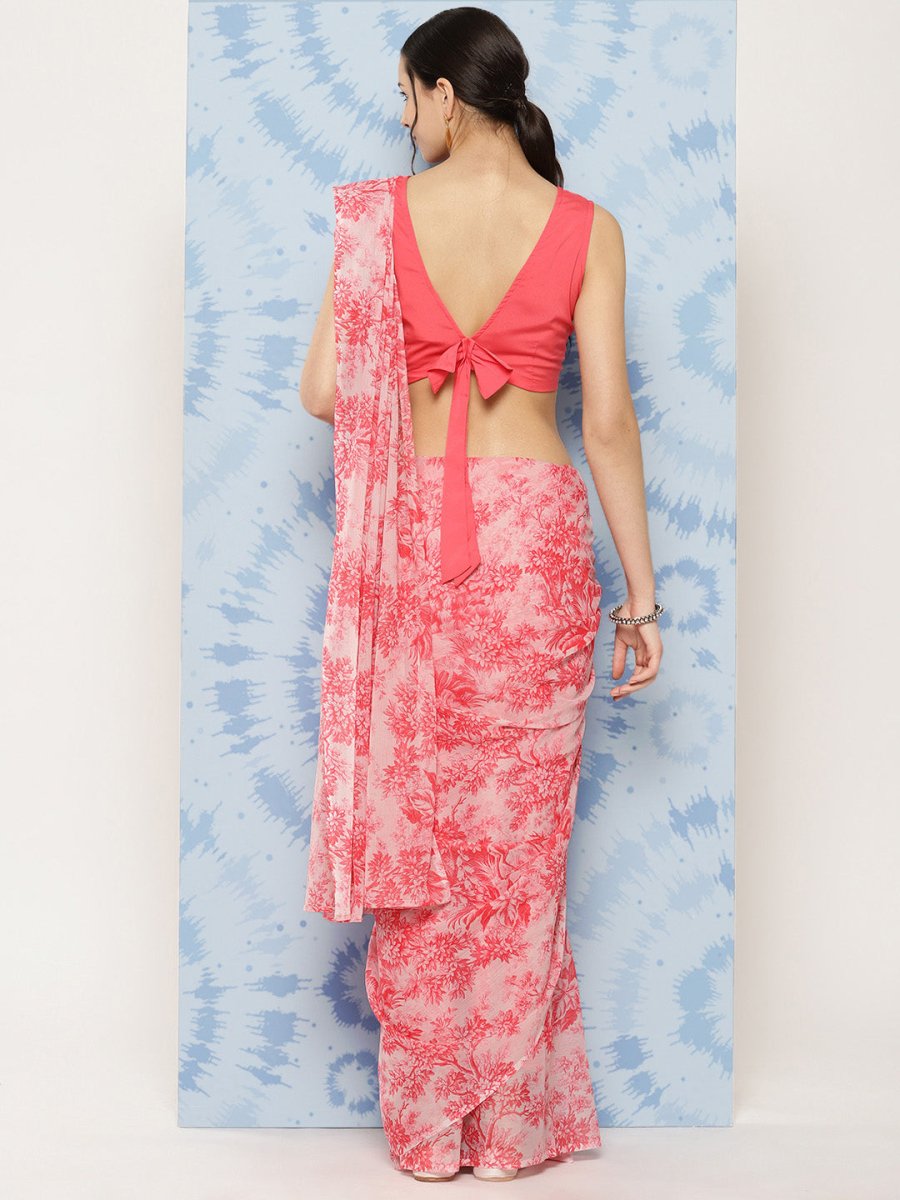 Ahalyaa Floral Poly Chiffon Saree | Grocsy