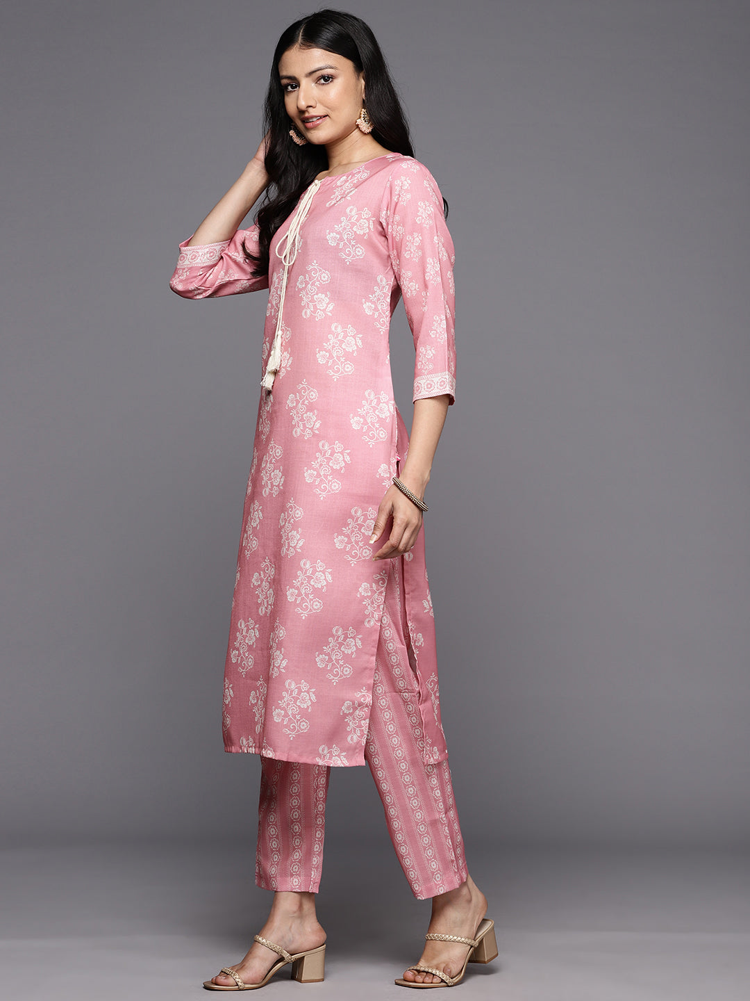 KSUT (House of Varanga) Pink Digital Printed Kurta Paired With Printed Straight Trouser | Grocsy