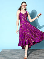 InWeave Women's Wine Gold Small Boota Long Dress | Grocsy