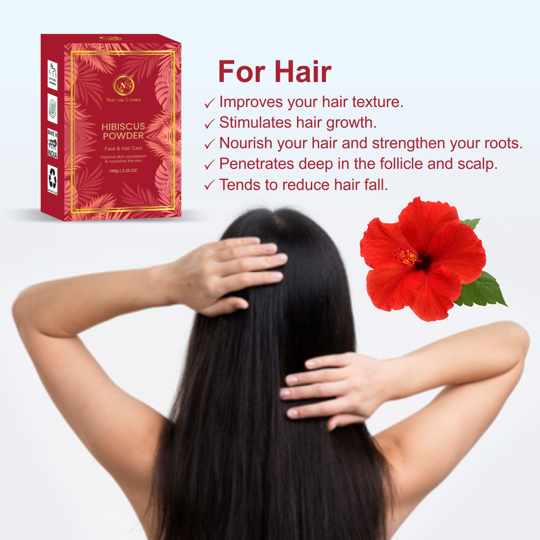 Nuerma Science Hibiscus Bio Organic Powder For Hair & Skin | Grocsy
