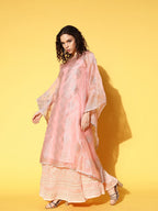 Ahalyaa Women Ethnic Motifs Printed Gotta Patti Organza Kaftan Kurta | Grocsy