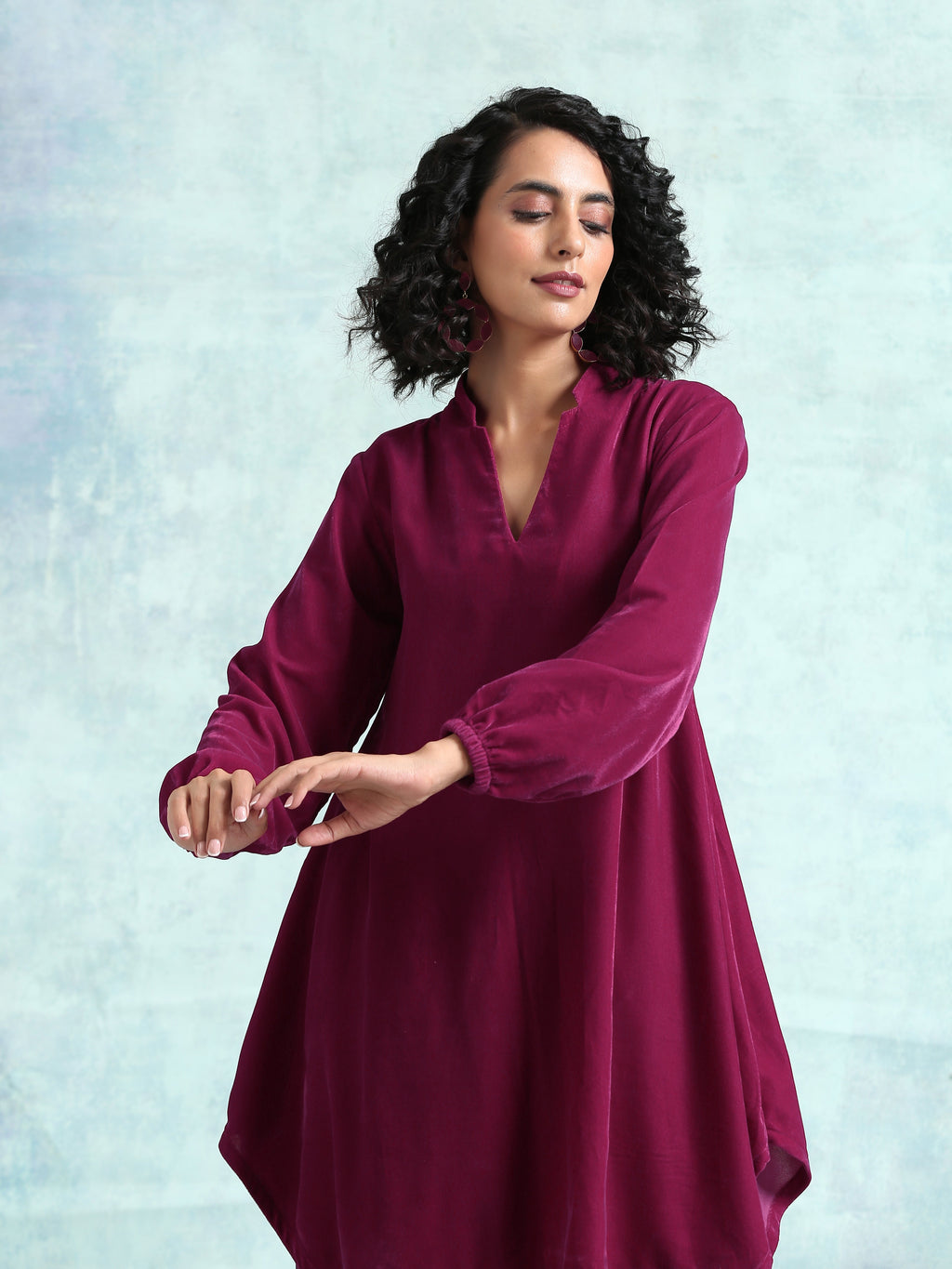 trueBrowns Magenta Velvet Co-Ord Set | Grocsy