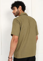 Fabmade Olive Breeze Linen Shirt | Grocsy