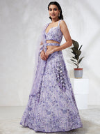 House of Panchhi Lavender Georgette Sequins And Thread Embroidery Lehenga Choli & Dupatta | Grocsy