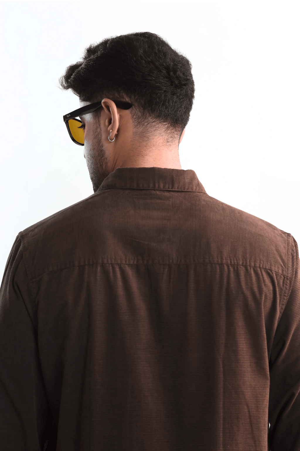 Xkind Men's Mocha Brown Fine Corduroy Regular Fit Shirt | Grocsy