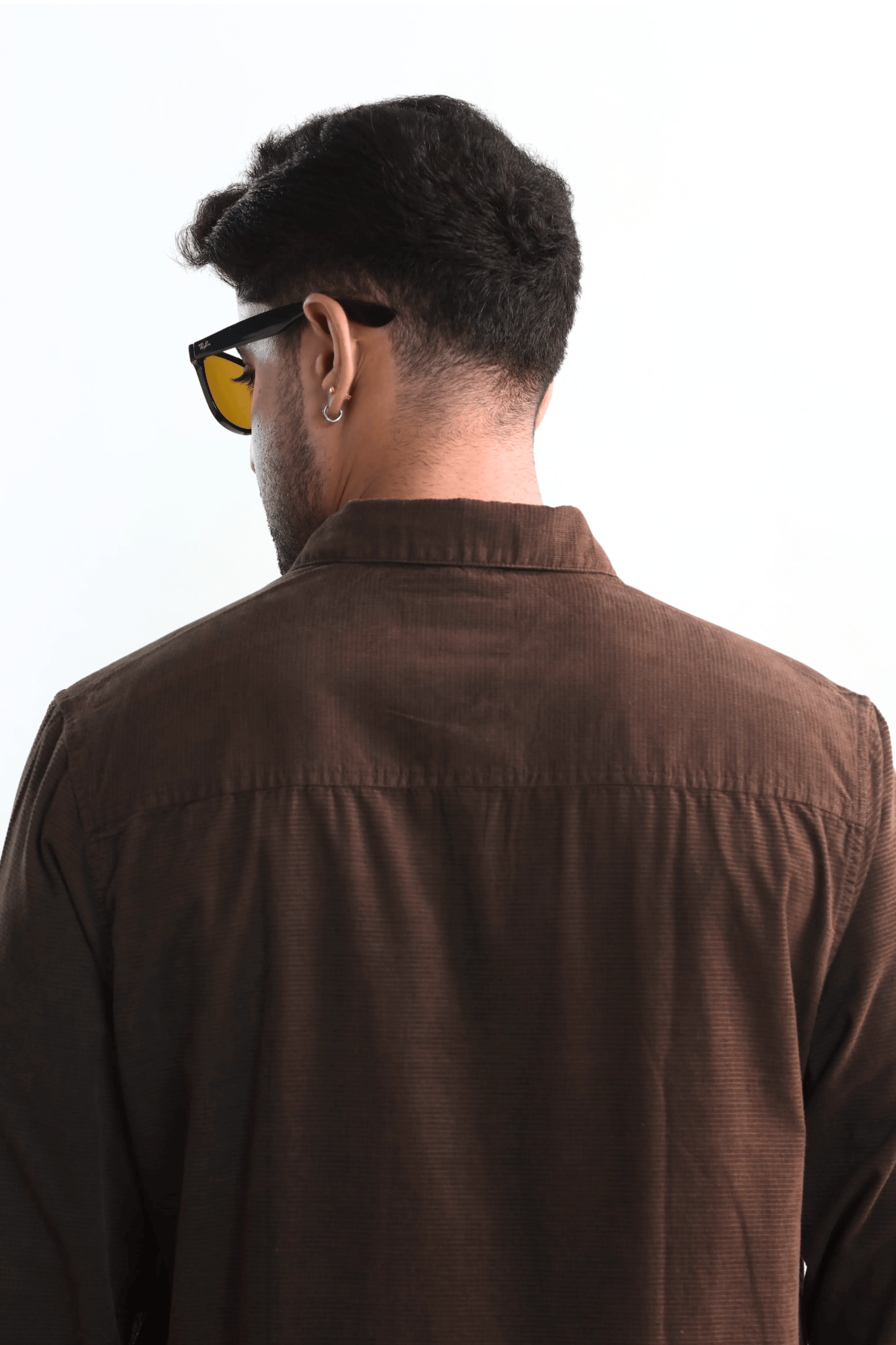 Xkind Men's Mocha Brown Fine Corduroy Regular Fit Shirt | Grocsy