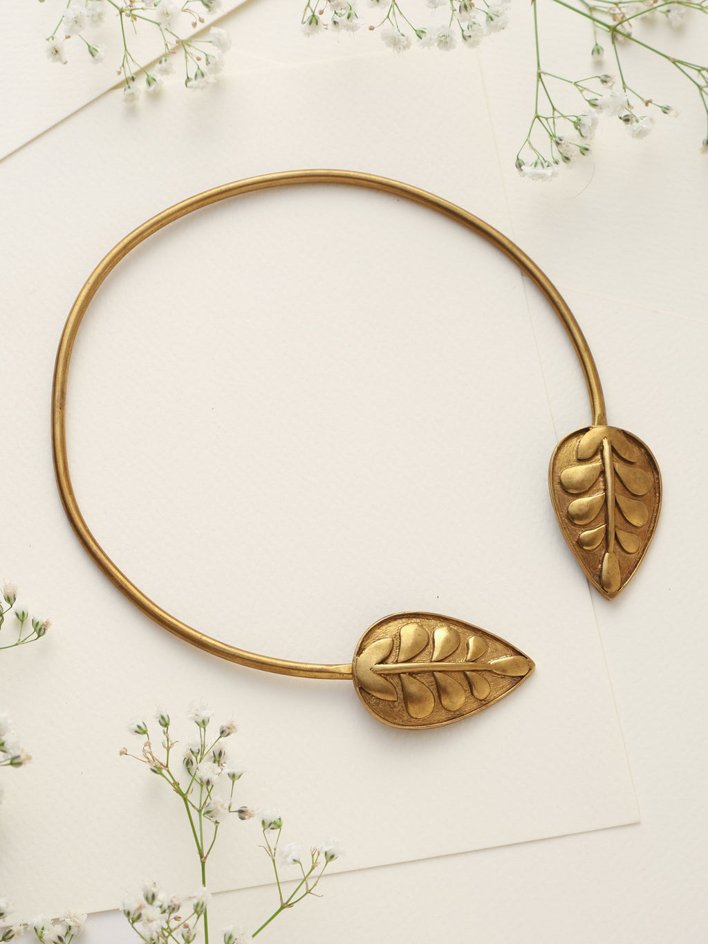trueBrowns Brass Leaf Contemporary choker | Grocsy