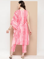 Ahalyaa Printed One-Shoulder Flared Sleeve Sequinned Kurta with Trousers | Grocsy