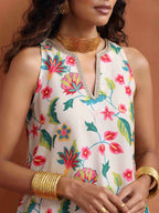 trueBrowns Off White Print Sharara Set | Grocsy
