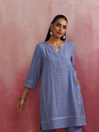 trueBrowns Sky BLue Cotton Kurta Co-ord set | Grocsy