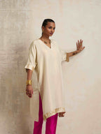 trueBrowns Ivory Tissue Kurta Co-ord Set | Grocsy
