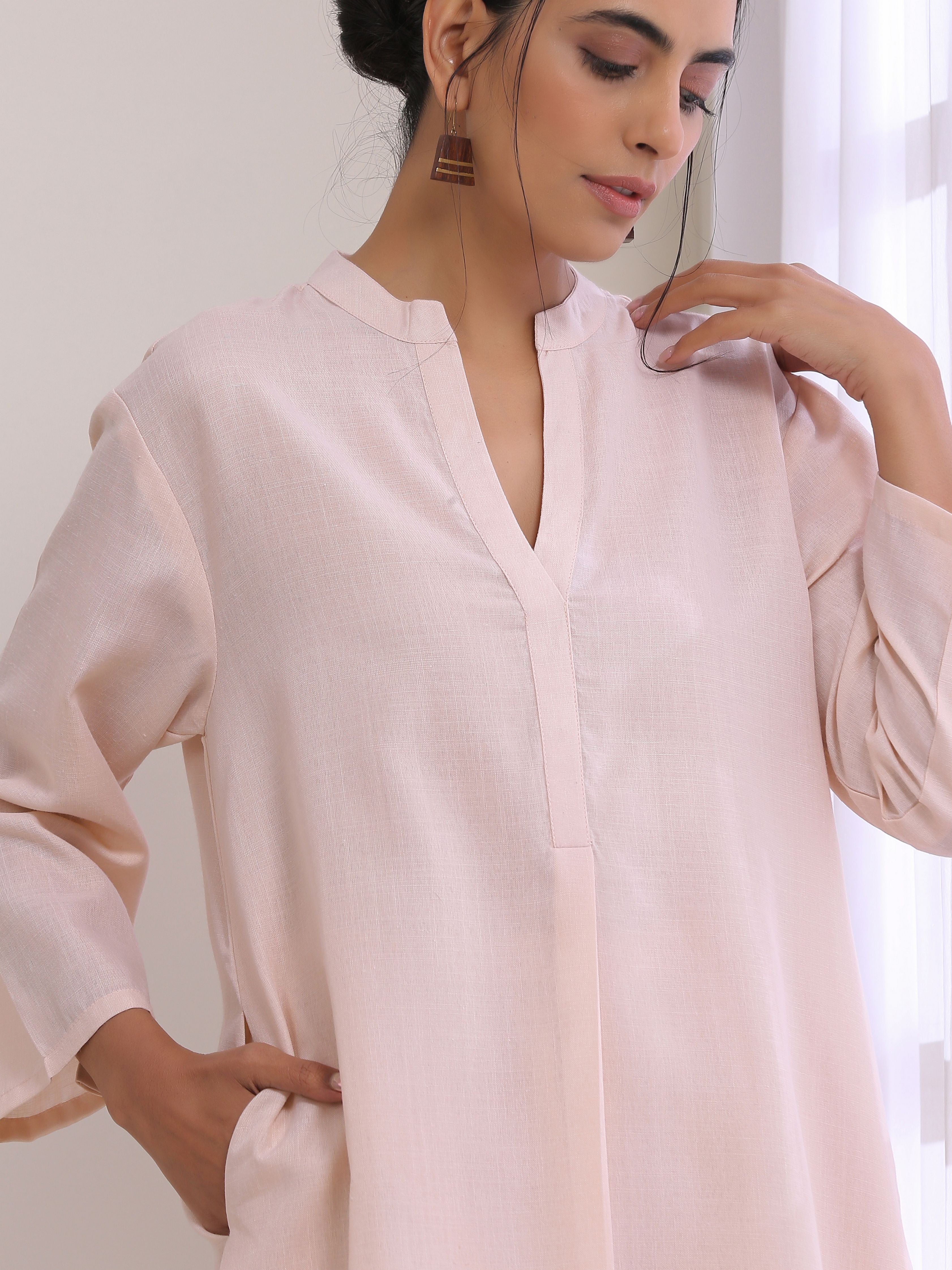 trueBrowns Pink Slub Relaxed Fit Co-Ord Set | Grocsy