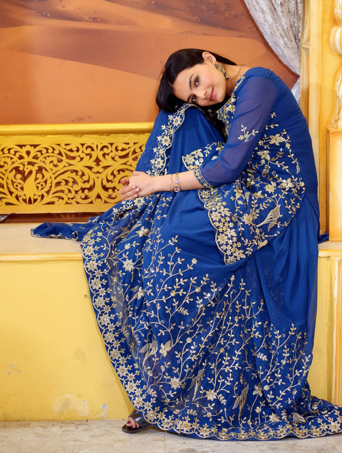 Yash Enterprise Trendy Fox Georgette Sequence Embroidery Readymade Blue Salwar Suit | Grocsy