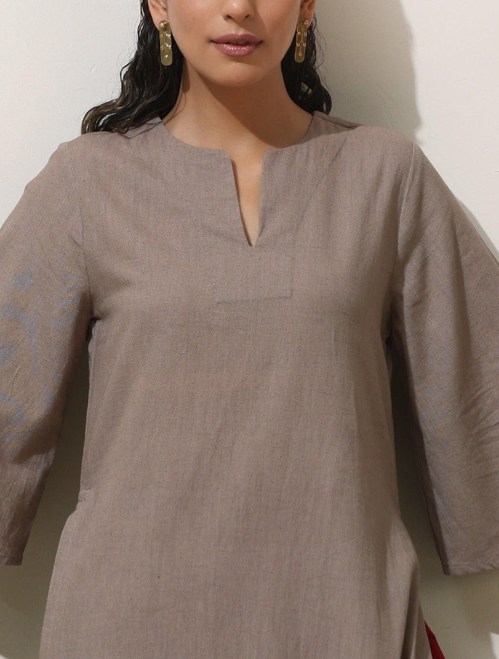 trueBrowns Grey Cotton Linen Kurta Pant Set | Grocsy