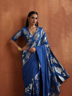 trueBrowns Blue Metallic Ready To Wear Saree | Grocsy