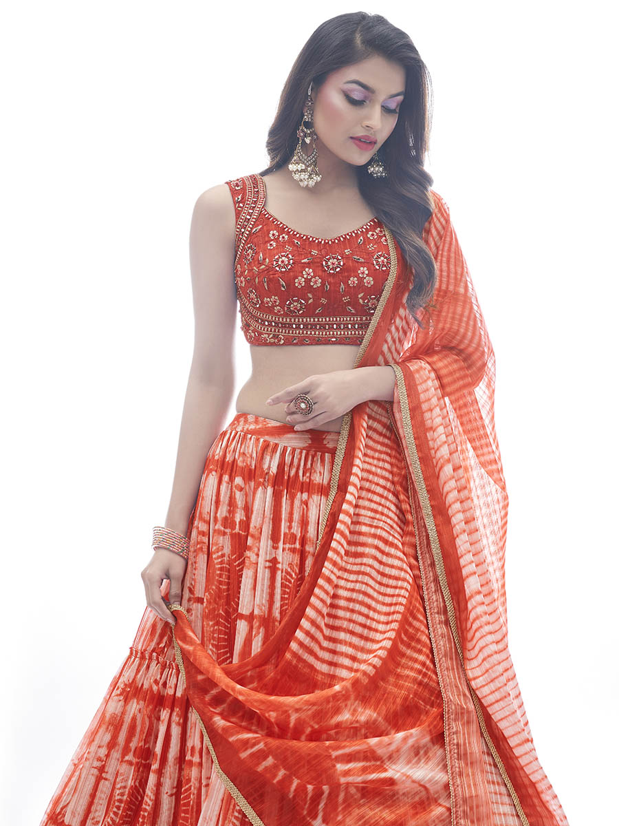 Myra Red Jaquard Embroidered Designer Lehenga | Grocsy