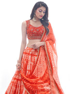 Myra Red Jaquard Embroidered Designer Lehenga | Grocsy