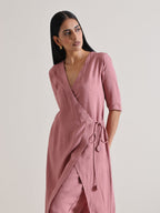 trueBrowns Mauve Angrakha Kurta Set | Grocsy