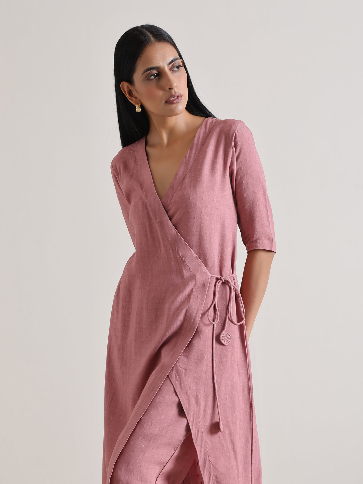 trueBrowns Mauve Angrakha Kurta Set | Grocsy