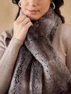 InWeave Women's Dark Grey Double Shade Faux Fur Neck Warmer | Grocsy