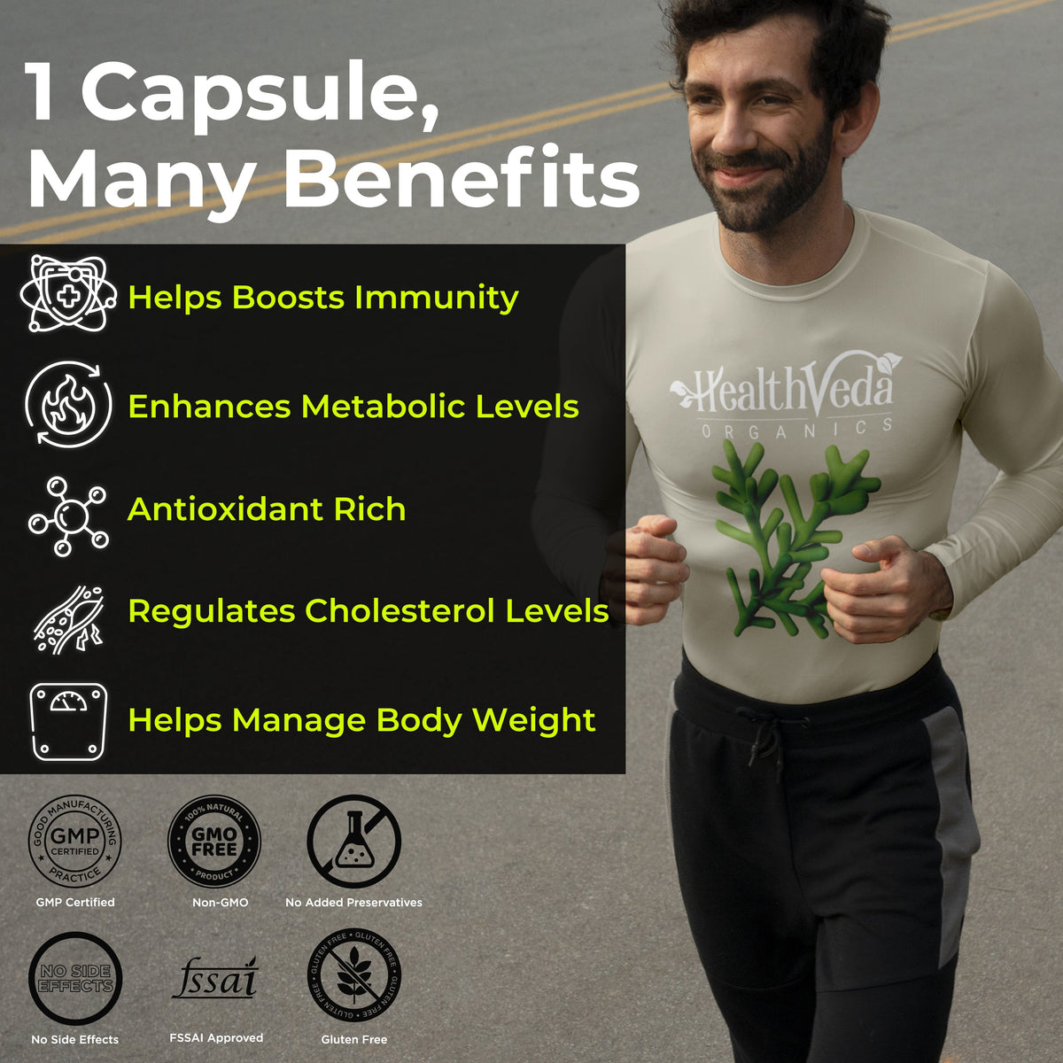 Health Veda Organics Spirulina Capsules | Grocsy