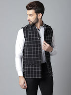 Even Apparels Men's Black Nehru Jacket With Welt Pockets | Grocsy