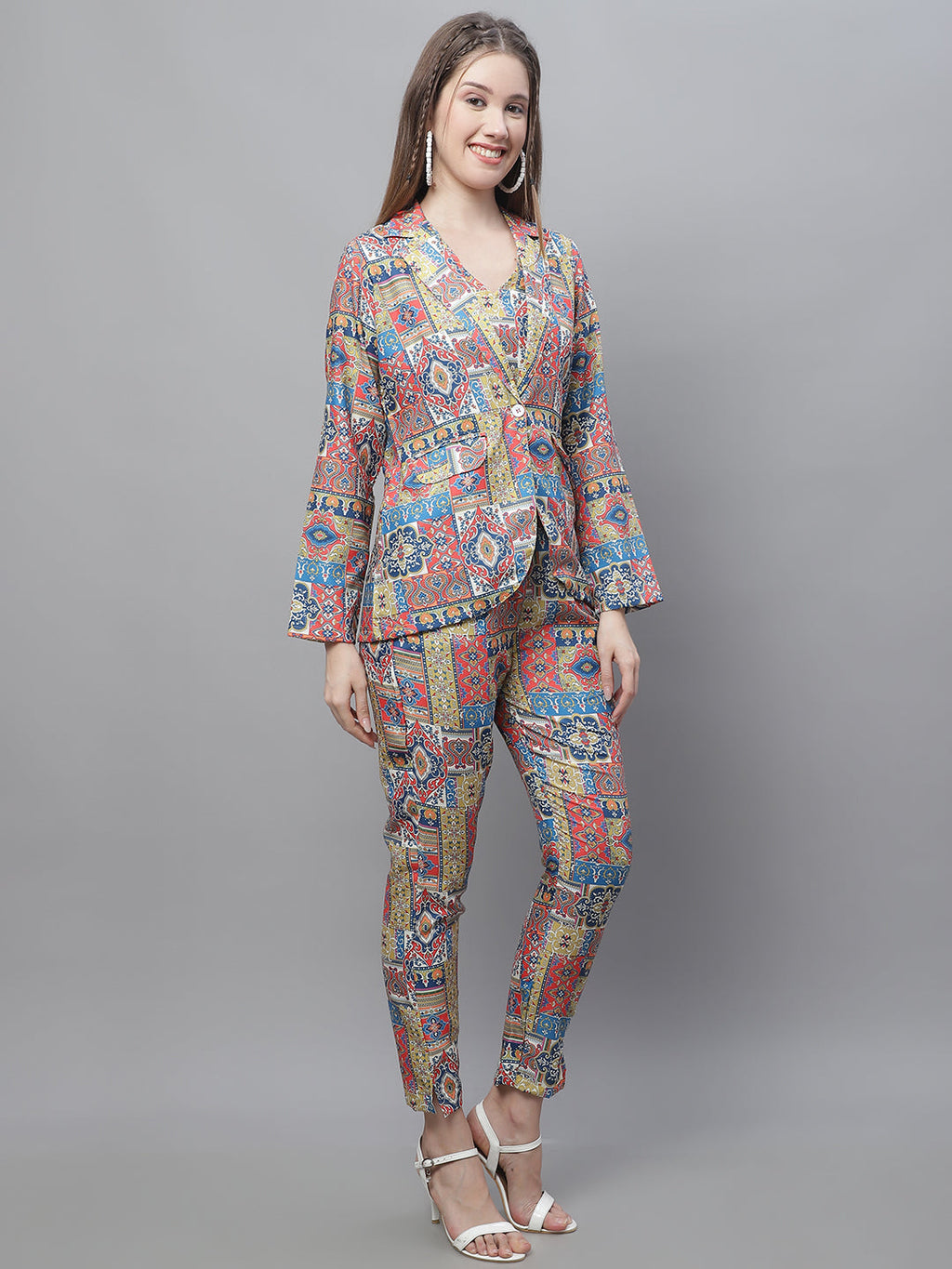 Jainish Women's WoDigital Printed Crop Top and Jacket Set - Multi | Grocsy