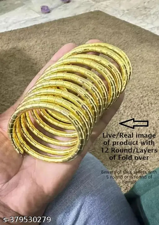 Tehzeeb Creations Women's Golden Viral Spiral Bangle For Girl And Women | Grocsy
