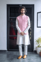 Light Pink Designer Men's Nehru Jacket by Hilo Design | Grocsy