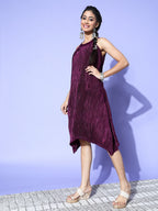InWeave Women's Wine Pleated Dress | Grocsy