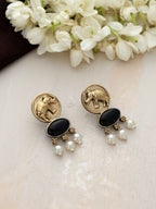 trueBrowns Gold Elephant Embossed Dangle Earrings | Grocsy