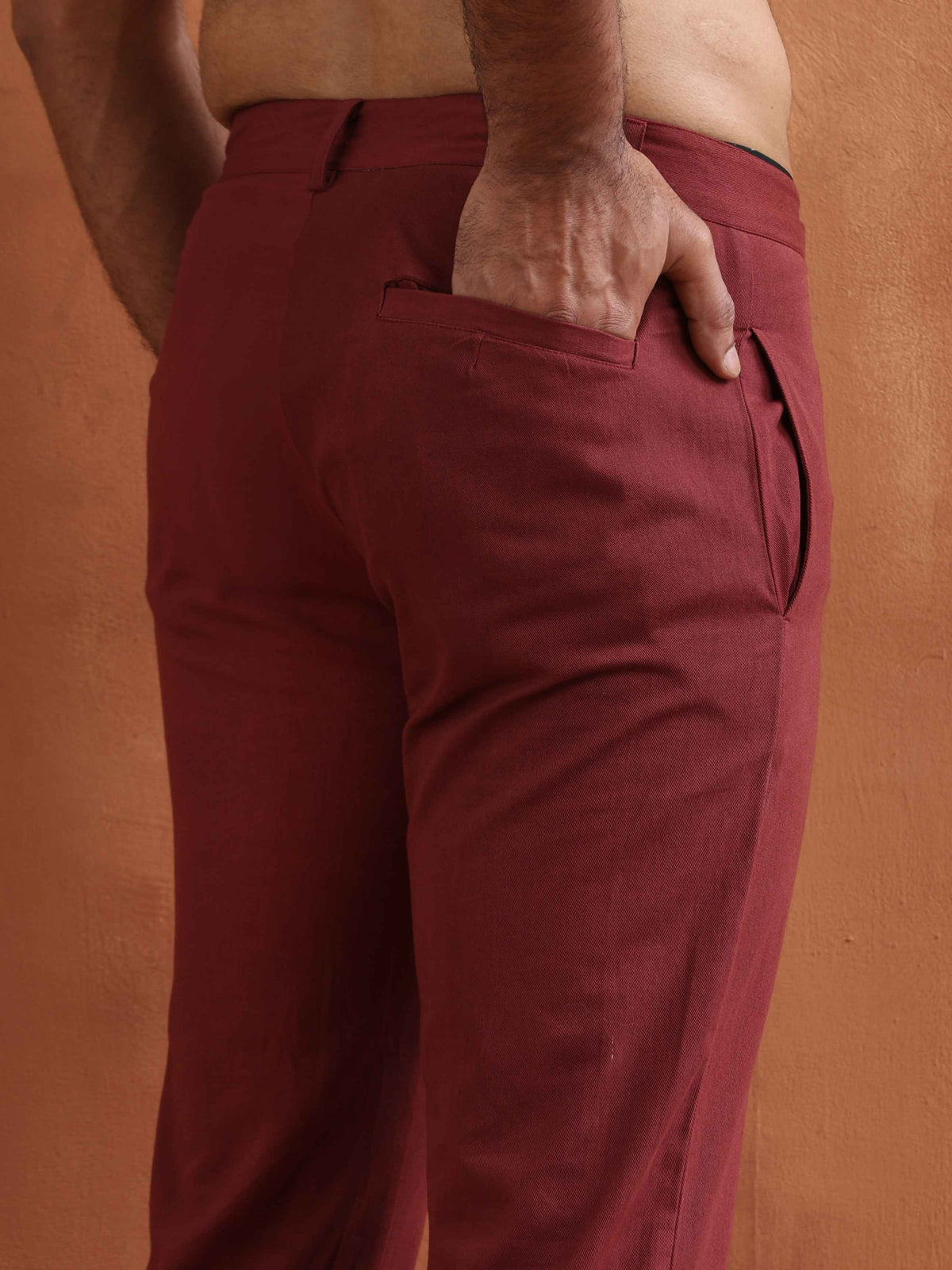 trueBrowns Men's Rust Cotton Twill Pants | Grocsy