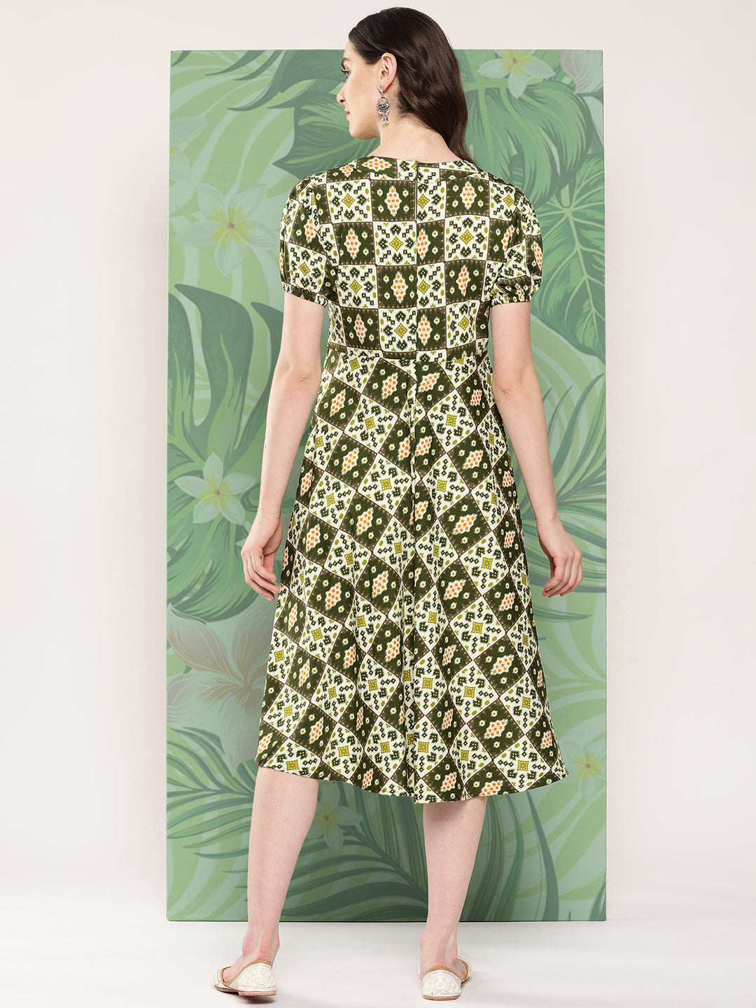 InWeave Women's Dark Green Square Dress | Grocsy