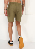 Fabmade Olive Ease Linen Shorts | Grocsy