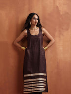 trueBrowns Brown Metallic Straight Kurta Set | Grocsy