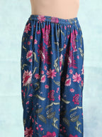 trueBrowns Blue Printed Velvet Pant | Grocsy
