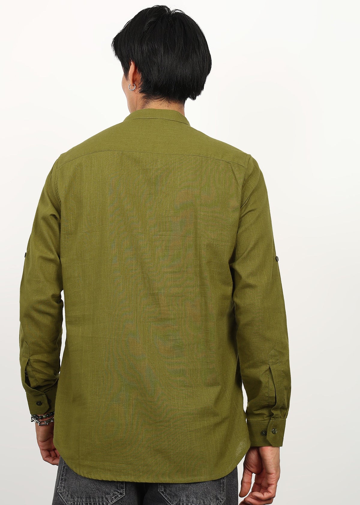 Fabmade Olive Still Linen Kurta | Grocsy