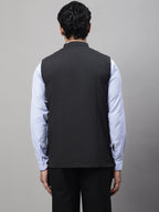 Even Apparels Men's Grey Nehru Jacket With Welt Pockets | Grocsy