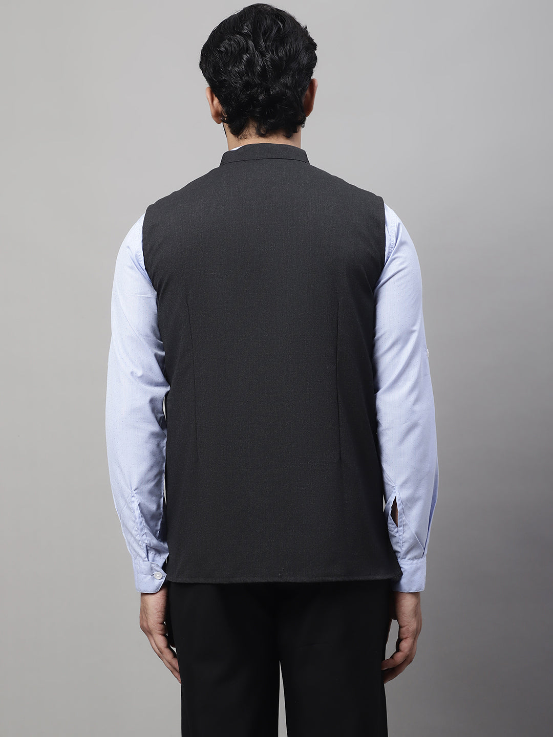 Even Apparels Men's Grey Nehru Jacket With Welt Pockets | Grocsy