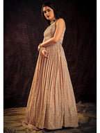 Myra Peach Real Georgette Designer Gown Style Suit | Grocsy