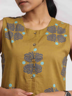 trueBrowns Green Cotton Print Top & Flared Pants Co-ord Set | Grocsy
