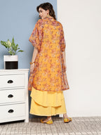 InWeave Women's Cassatta Yellow Cr Strappy Set With Mustard Brown Cape | Grocsy